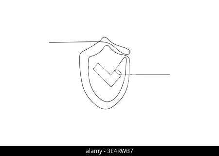 Cochez la main en tenant le symbole de coche dans un dessin au trait continu Illustration de Vecteur