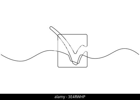 Cochez la main en tenant le symbole de coche dans un dessin au trait continu Illustration de Vecteur