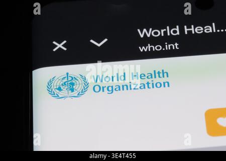 Shanghai,China-Oct.10th 2025 : logo de la marque de l'Organisation mondiale de la santé (OMS) sur le site Web Banque D'Images