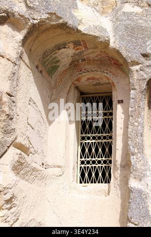St John Church Kiliclar Valley août 2024 ancien sanctuaire taillé dans la roche avec fresques byzantines Turquie Banque D'Images
