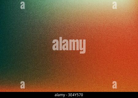 Fond de grain de bruit de grunge vert et rouge. Dégradé orange sarcelle. Texture de transition rétro Sand Dots à gradation pointillée. Vector Trendy couleurs chaudes des Illustration de Vecteur