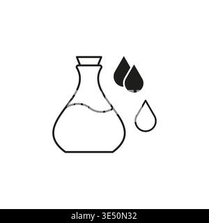 Vecteur de flacon de laboratoire. Jeu de gouttes de liquide. Icône de bouteille de produit chimique. Contour de verre Science. Vecteur manuel uniquement. Aucun tracé automatique utilisé. SPE 10. Illustration de Vecteur
