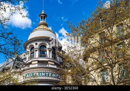 Grand magasin printemps, Boulevard Haussmann, Paris, France Banque D'Images