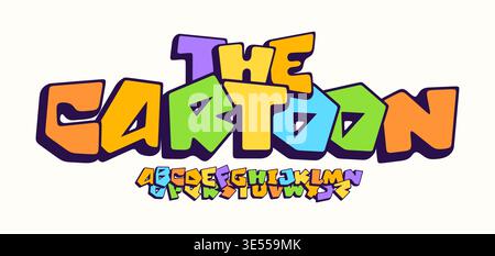 Cartoon Crunch Color font logo Kid Alphabet Funny Typography Childish Bold Letter Set, Creative Typographic Design for Carnival Music Fest Poster Illustration de Vecteur