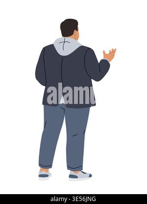 L'homme se tient avec le dos tourné, faisant des gestes désinvoltes Illustration de Vecteur