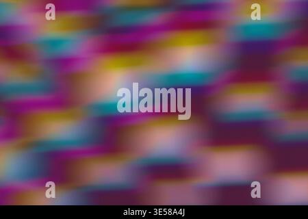 Une image abstraite vibrante avec un fond chromatique flou avec des mélanges doux de violet, bleu et jaune. Ses gradients fluides créent une dynamique, Banque D'Images