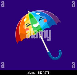 Dessin animé drôle parapluie arc-en-ciel personnage météo Illustration de Vecteur