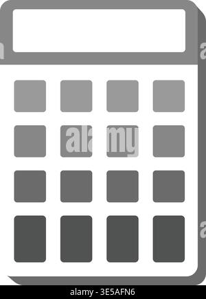 Illustration nette d'une calculatrice portable avec un écran d'affichage et une grille de boutons carrés. Illustration de Vecteur