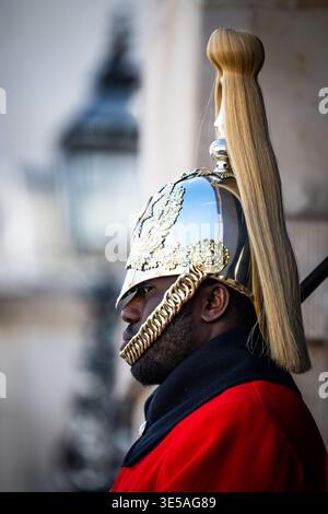Soldat British Horseguard / garde montée à la parade Horseguard, Londres. Banque D'Images