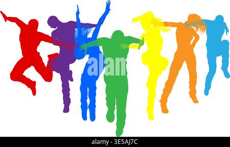 Danseurs Silhouette Street Dance pose silhouettes Illustration de Vecteur