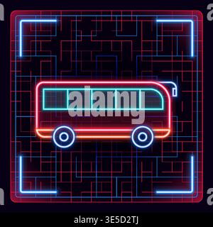 Illustration de l'icône de bus. Icône futuriste Cyber Neon. Illustration de Vecteur