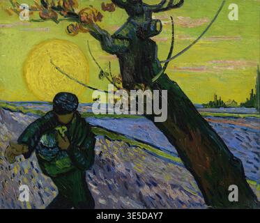 Le semeur (1888), une peinture de Vincent Willem van Gogh (né le 30 mars 1853 à Groot-Zundert ; décédé le 29 juillet 1890, Auvers-sur-Oise), peintre et dessinateur néerlandais, l'un des fondateurs de la peinture moderne. Illustration, reproduction d'un tableau. Authentique, date exacte de l'original inconnu. Historique. Banque D'Images