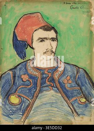 Le Zouave, une peinture de Vincent Willem van Gogh (né le 30 mars 1853 à Groot-Zundert ; décédé le 29 juillet 1890, Auvers-sur-Oise), peintre et dessinateur néerlandais, l'un des fondateurs de la peinture moderne. Il représente un soldat de l'armée française, un soi-disant Zouave. Illustration, reproduction d'un tableau. Authentique, date exacte de l'original inconnu, historique. Banque D'Images