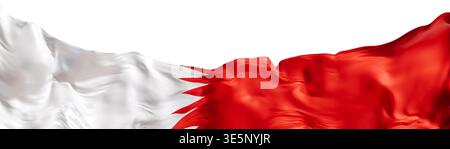 Cette conception présente un pied de page représentant le drapeau national de Bahreïn sur un fond clair. Le drapeau est rendu dans un style réaliste, mettant en évidence son Banque D'Images