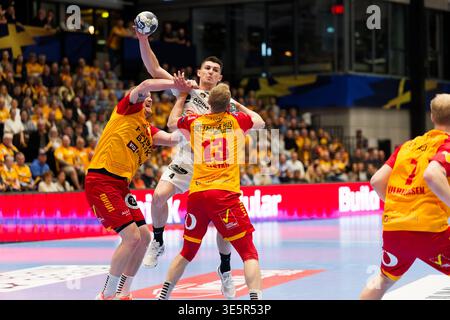 Svendborg, Danemark. 01st Apr, 2026. Aymeric Minne (4) de HBC Nantes vu lors du match de Ligue des Champions EHF entre GOG et HBC Nantes à l'Arena Svendborg à Svendborg. Crédit : Gonzales photo/Alamy Live News Banque D'Images