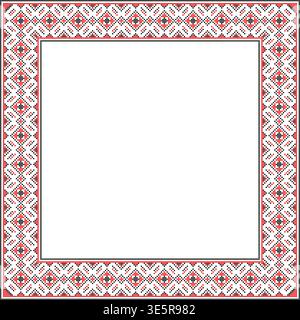 Illustration vectorielle de l'ornement ukrainien dans le style floral ethnique rouge et noir, identité, vyshyvanka, broderie, ornement de point de croix Illustration de Vecteur