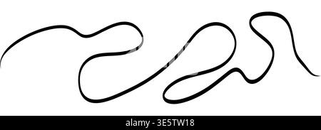 Ornement bouclé d'une ligne avec de nombreuses boucles serrées comme un ressort. Le trait noir continu crée un enchevêtrement ludique pour souligner les accents, les détails du logo et les séparateurs de page fantaisistes sur fond blanc. Illustration de Vecteur