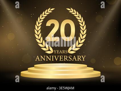 Logo anniversaire 20 ans ou 20 ans. Logo de célébration d'anniversaire pour mariage, fête d'anniversaire ou célébration. Illustration vectorielle. Illustration de Vecteur