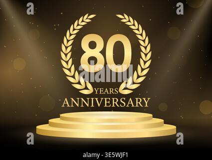 Logo anniversaire de 80 ans ou 80 ans. Logo de célébration d'anniversaire pour mariage, fête d'anniversaire ou célébration. Illustration vectorielle. Illustration de Vecteur