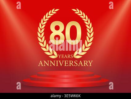 Logo anniversaire de 80 ans ou 80 ans. Logo de célébration d'anniversaire pour mariage, fête d'anniversaire ou célébration. Illustration vectorielle. Illustration de Vecteur