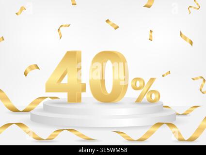 Rabais de 40 % ou 40 % sur la vente. 40 % pour bannière, affiche ou publicité. Illustration vectorielle. Illustration de Vecteur