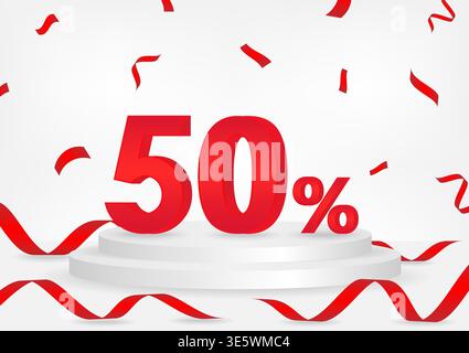 Rabais de 50 % ou 50 % sur la vente. 50 % pour bannière, affiche ou publicité. Illustration vectorielle. Illustration de Vecteur