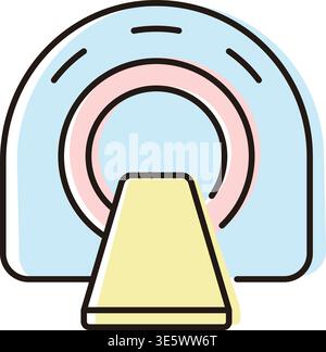 Une machine médicale est prête pour la numérisation. Les gens attendent à proximité dans un établissement de santé. Cette machine est utilisée pour les contrôles de santé et le diagnostic. Préparation du personnel Illustration de Vecteur
