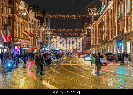 Nuit de Noël à Amsterdam, pays-Bas, Europe Banque D'Images