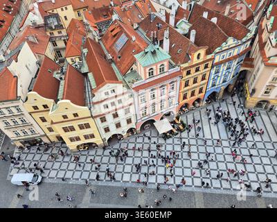 Vue aérienne de la place de la Vieille ville de Prague, République tchèque Banque D'Images