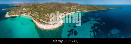 Un panorama à couper le souffle de Psili Ammos et Astrida Beach sur Thassos, Grèce Banque D'Images