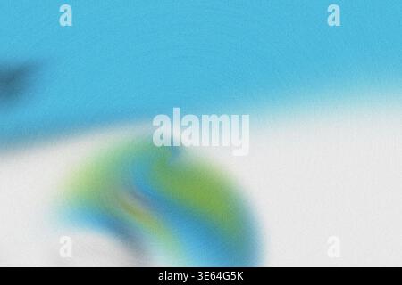 Cette image présente une pièce d'art abstraite vibrante avec des motifs tourbillonnants dans les tons de bleu et de vert sur une surface texturée blanche. Les couleurs sont Banque D'Images