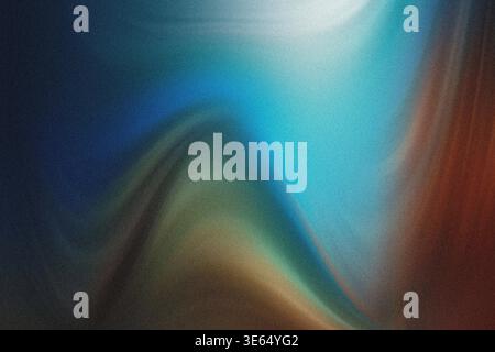 Fond abstrait vibrant avec des couleurs tourbillonnantes bleu, vert et brun, des courbes lisses et une surface texturée, créant un effet visuel dynamique avec Banque D'Images