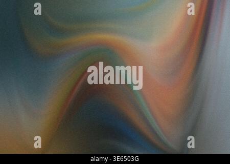 Cette image présente une œuvre d'art abstraite texturée avec des motifs tourbillonnants de teintes orange, bleues et vertes. Les couleurs se mélangent en douceur, créant une dynamique Banque D'Images