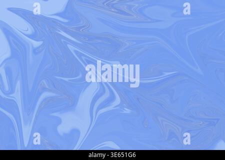 Un arrière-plan abstrait apaisant avec des motifs tourbillonnants de marbre liquide bleu et bleu clair, créant un design fluide et serein. Banque D'Images