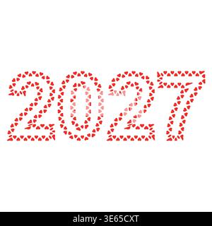Design de typographie romantique 2027, fabriqué à partir de symboles de cœur rouge Illustration de Vecteur