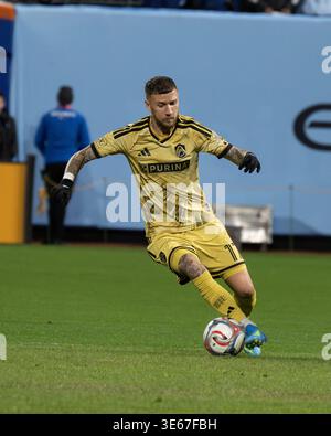 Queens, États-Unis. 04th Apr, 2026. Le milieu de terrain Louis City SC Marcel Hartel (17 ans) vu en action lors d'un match de saison régulière de la MLS entre le New York City FC et le Louis City SC au Citi Field. Score final ; New York City FC 1 : 1 qualifié Louis City SC. (Photo de Ron Smits/SOPA images/SIPA USA) crédit : SIPA USA/Alamy Live News Banque D'Images