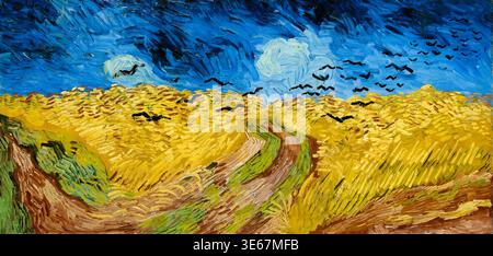 Vincent van Gogh, champ de blé avec corbeaux, peinture à l'huile sur toile, 1890 Banque D'Images