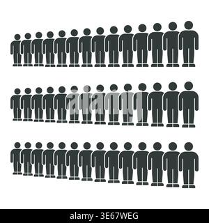 Infographie de population avec lignes d'icônes humaines simplifiées Illustration de Vecteur