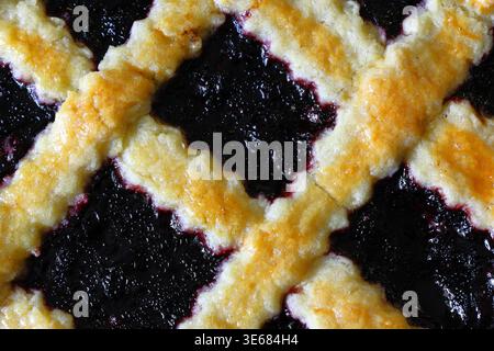 Tarte aux myrtilles avec pâte feuilletée sur le dessus. Fait maison. Banque D'Images