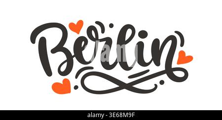 Lettrage vectoriel de nom de ville de Berlin avec des coeurs Illustration de Vecteur