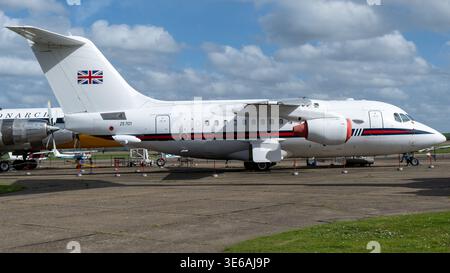 Cambridge, Royaume-Uni - 7 avril 24 : avion régional British Aerospace BAe 146 exposé statique à l'Imperial War Museum Duxford, Cambridgeshire, Engl Banque D'Images