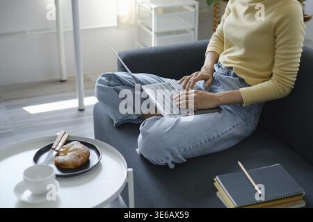 Belle femme asiatique utilisant l'application d'appel vidéo. blogueur, visioconférence, concept d'utilisation confortable Banque D'Images