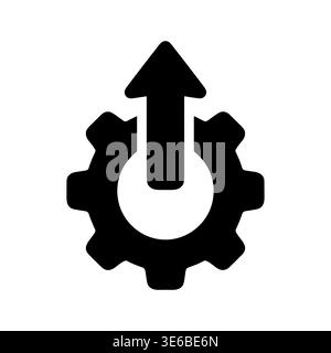 Roue dentée avec flèche pointant vers le haut de l'icône de vecteur solide Illustration de Vecteur