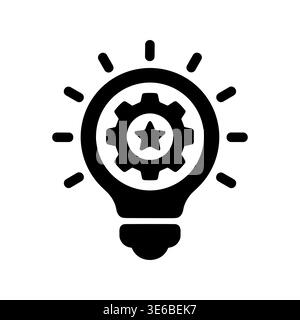 Ampoule d'idée innovante avec engrenage et étoile, icône vectorielle Illustration de Vecteur