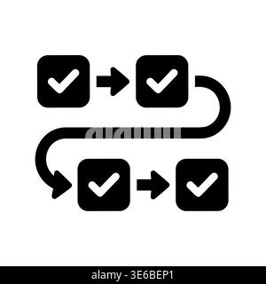 Icône d'organigramme de processus avec des coches dans un style moderne Illustration de Vecteur