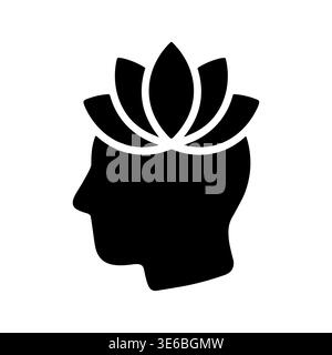 Fleur de Lotus sur la tête humaine, concept de pleine conscience, style glyphe Illustration de Vecteur