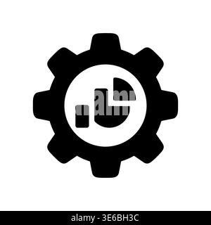 Gear avec graphique de données à l'intérieur, icône de vecteur de business intelligence Illustration de Vecteur