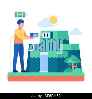 Homme rechargeant l'énergie de la nature. Concept d'équilibre entre vie professionnelle et vie privée et de prévention de l'épuisement professionnel Illustration de Vecteur