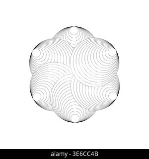 Répétition de cercle géométrique. Six coquilles vecteur Forme de lignes concentriques. Illustration ronde abstraite. Illustration de Vecteur