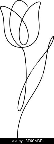 Tulipe à une ligne continue – vecteur artistique minimal de fleurs Illustration de Vecteur